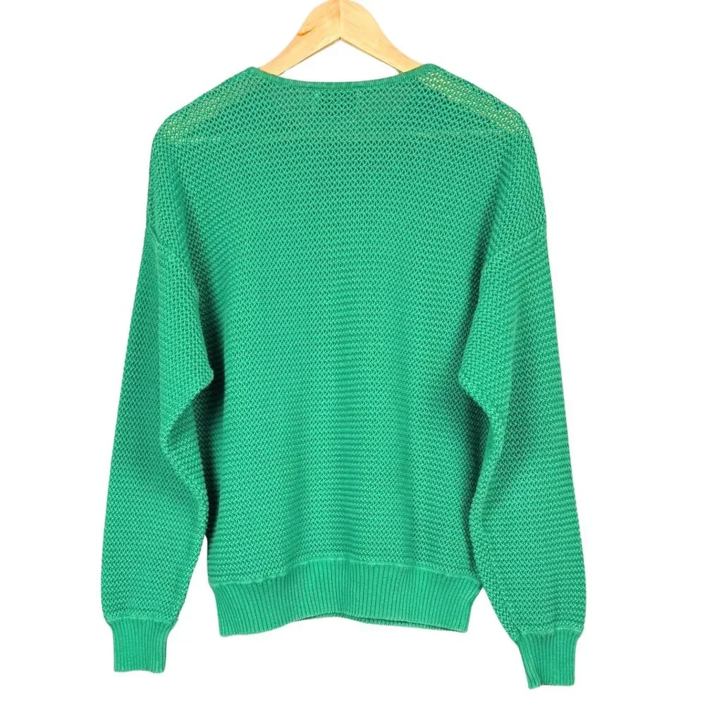 Vintage St. Croix Knits Josef‎ Duran Sweater Womens Open Knit Large Green USA